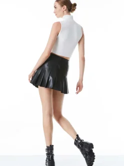Women Alice and Olivia Carter Pleated Vegan Leather Mini Skirt