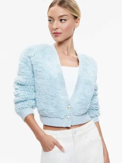 Women Alice and Olivia Casilda Faux Fur Cropped Cardigan