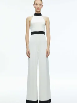 Women Alice and Olivia Cataline High Neck Wide Leg Jumpsuit