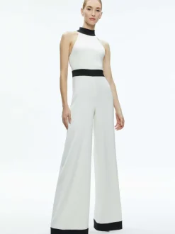 Women Alice and Olivia Cataline High Neck Wide Leg Jumpsuit