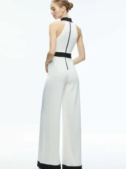 Women Alice and Olivia Cataline High Neck Wide Leg Jumpsuit