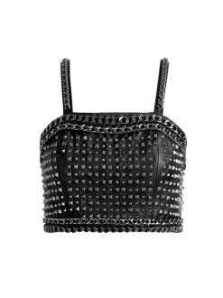 Women Alice and Olivia Ceresi Chain Strap Studded Top