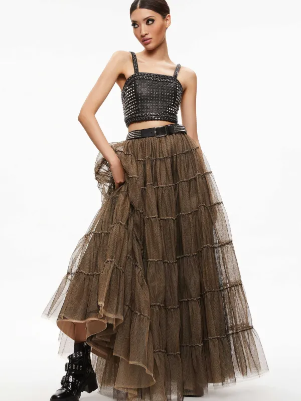 Women Alice and Olivia Ceresi Chain Strap Studded Top
