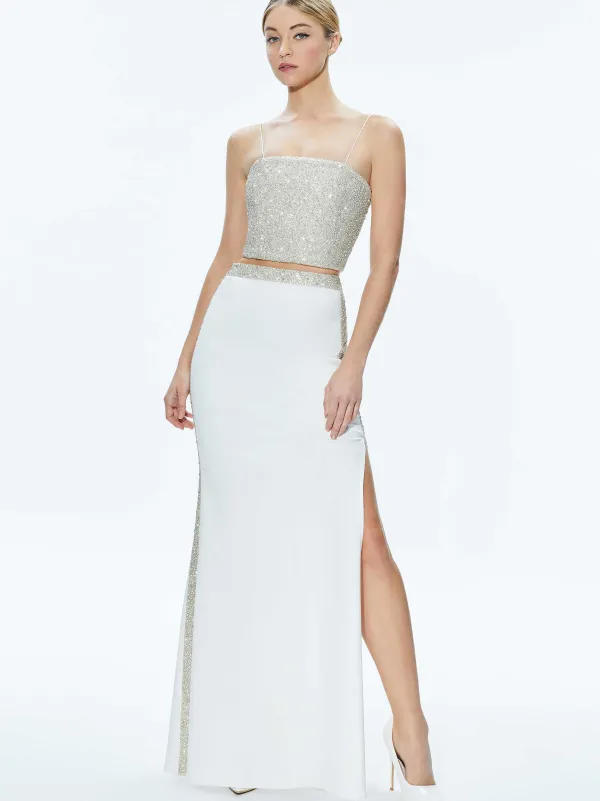 Women Alice and Olivia Ceresi Embellished Crop Top + Marilynn Embellished Maxi Skirt
