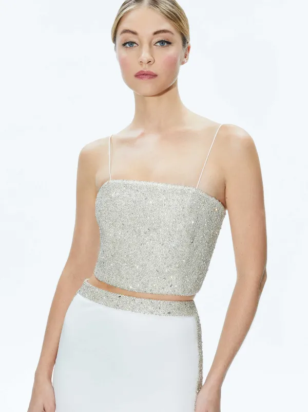 Women Alice and Olivia Ceresi Embellished Crop Top + Marilynn Embellished Maxi Skirt