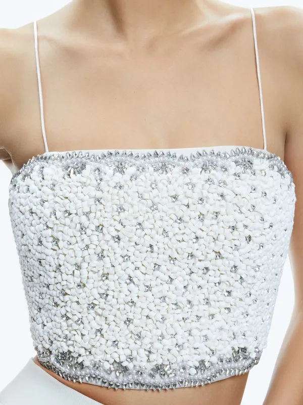 Women Alice and Olivia Ceresi Embellished Spaghetti Strap Top