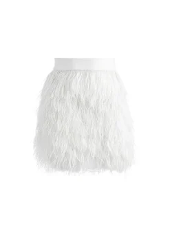 Women Alice and Olivia Ceresi Feather Top + Cina Feather Mini Skirt