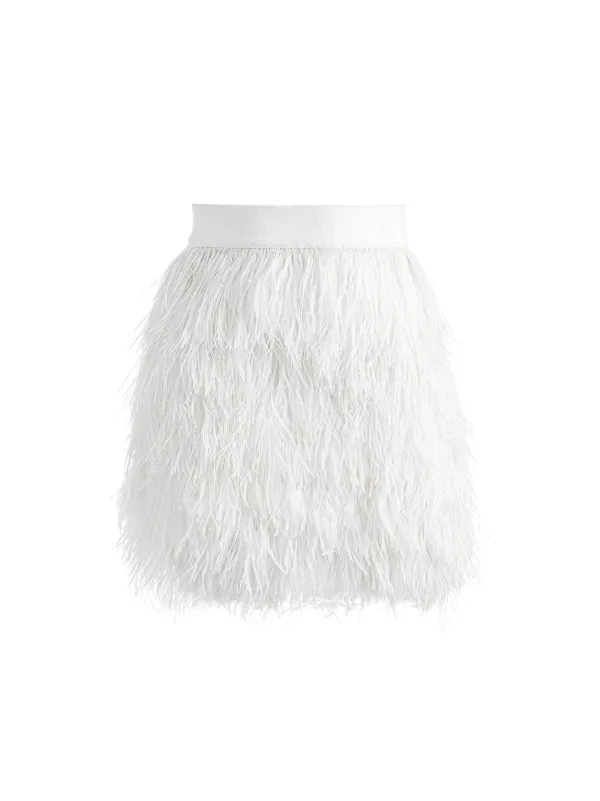 Women Alice and Olivia Ceresi Feather Top + Cina Feather Mini Skirt