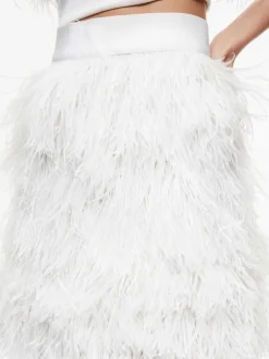 Women Alice and Olivia Ceresi Feather Top + Cina Feather Mini Skirt