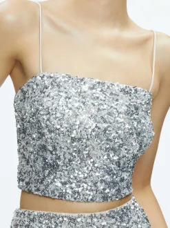 Women Alice and Olivia Ceresi Sequin Bandeau Crop Top