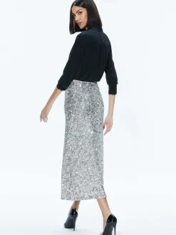 Women Alice and Olivia Ceresi Sequin Bandeau Crop Top + Maeve Sequin Slip Skirt