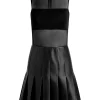 Women Alice and Olivia Chara Vegan Leather Pleated Mini Dress