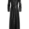 Women Alice and Olivia Chassidy Vegan Leather Maxi Shirt Dress
