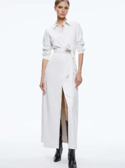 Women Alice and Olivia Chassidy Vegan Leather Maxi Shirt Dress