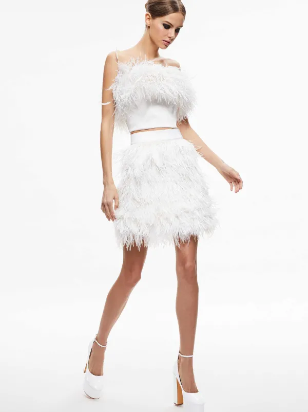 Women Alice and Olivia Cina Feather Mini Skirt