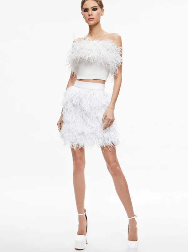 Women Alice and Olivia Cina Feather Mini Skirt