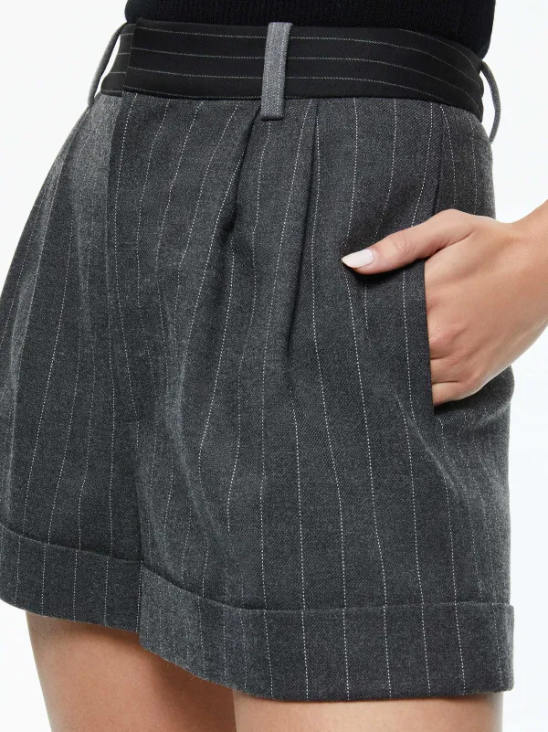 Women Alice and Olivia Colley Notch Collar Blazer + Conry Pleated Cuff Short