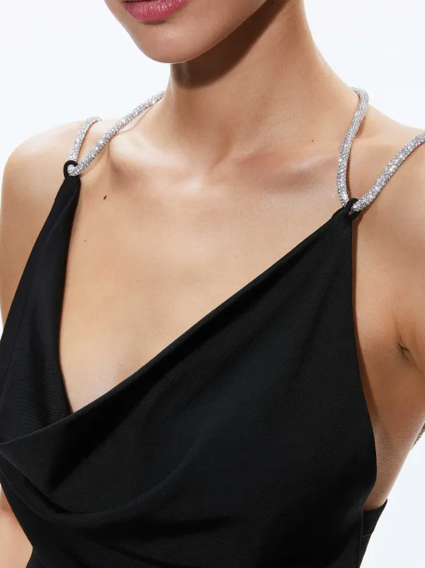 Women Alice and Olivia Coral Crystal Strap Cowl Neck Top
