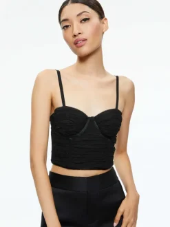 Women Alice and Olivia Damia Ruched Bustier Top