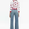 Women Alice and Olivia Daroda Kiss Crewneck Cropped Cardigan