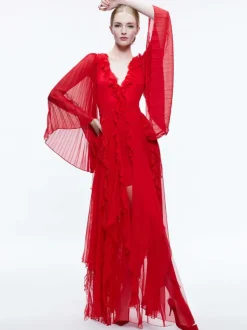 Women Alice and Olivia Day Sunburst Sleeve Maxi Dress