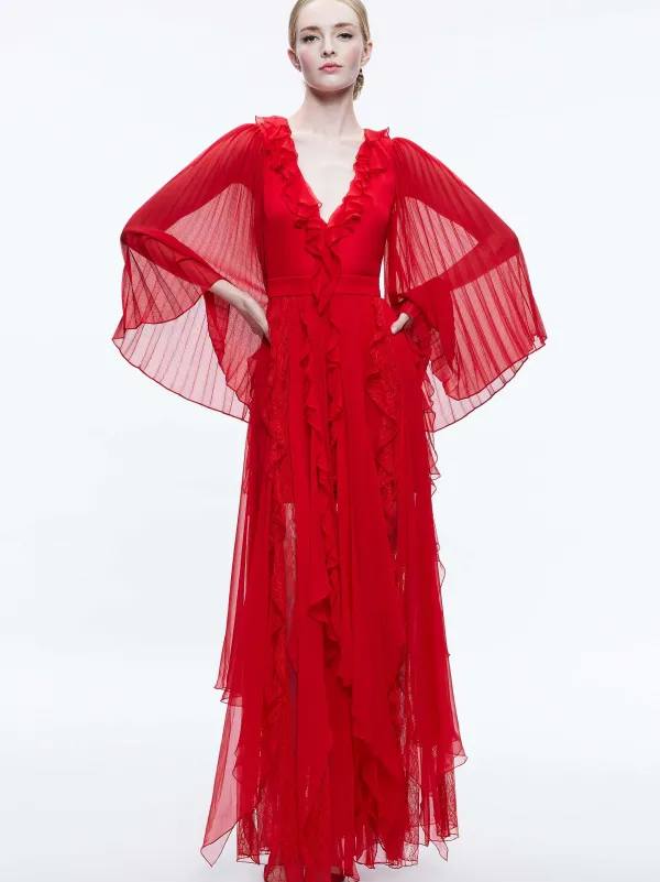 Women Alice and Olivia Day Sunburst Sleeve Maxi Dress