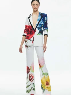 Women Alice and Olivia Denny Notch Collar Boyfriend Blazer + Livi Mid Rise Trouser