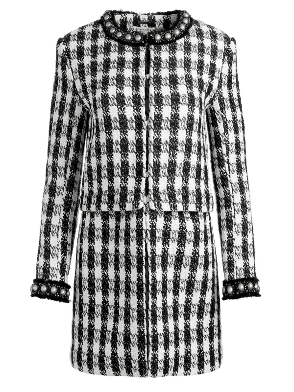 Women Alice and Olivia Deon Two-Fer Tweed Jacket