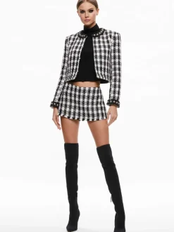 Women Alice and Olivia Deon Two-Fer Tweed Jacket + Mace Tweed Mini Skort