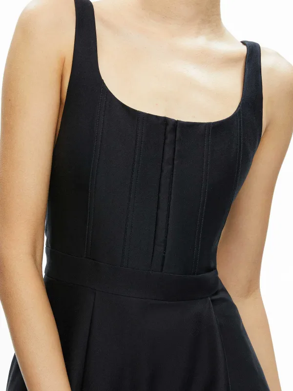 Women Alice and Olivia Diana Sleeveless Structured Midi Dress