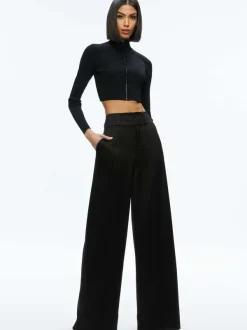 Women Alice and Olivia Dorris Ribbed Zip Up Cardigan