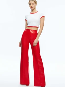 Women Alice and Olivia Dylan High Waisted Vegan Leather Wide Leg Pant