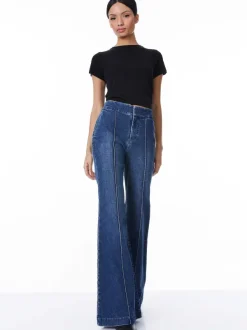 Women Alice and Olivia Dylan High Waisted Wide Leg Jean
