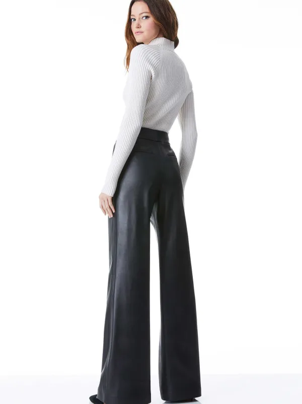 Women Alice and Olivia Dylan Vegan Leather Wide Leg Pant