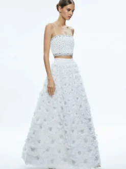 Women Alice and Olivia Earla High Waisted Floral Embellished Skirt
