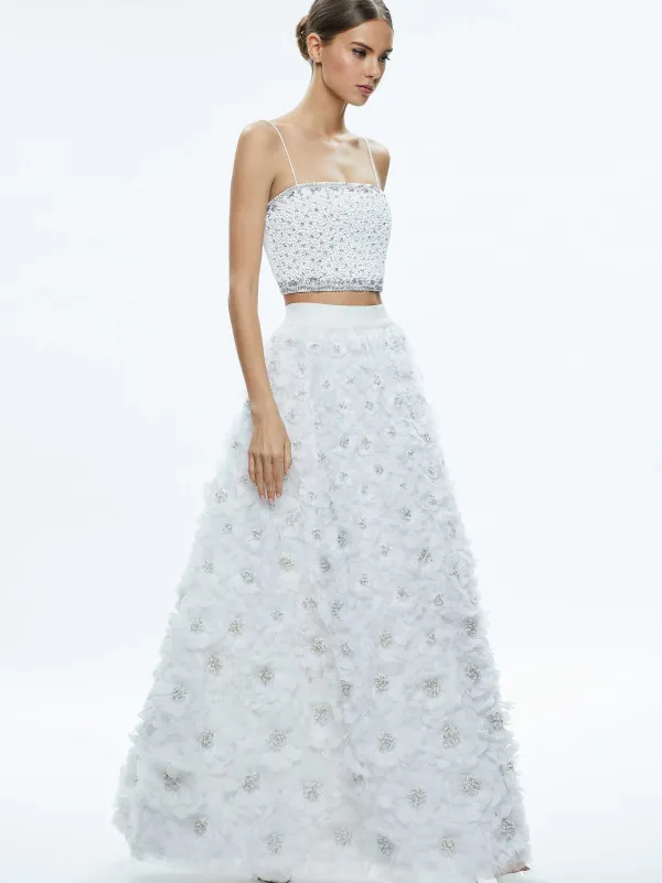 Women Alice and Olivia Earla High Waisted Floral Embellished Skirt