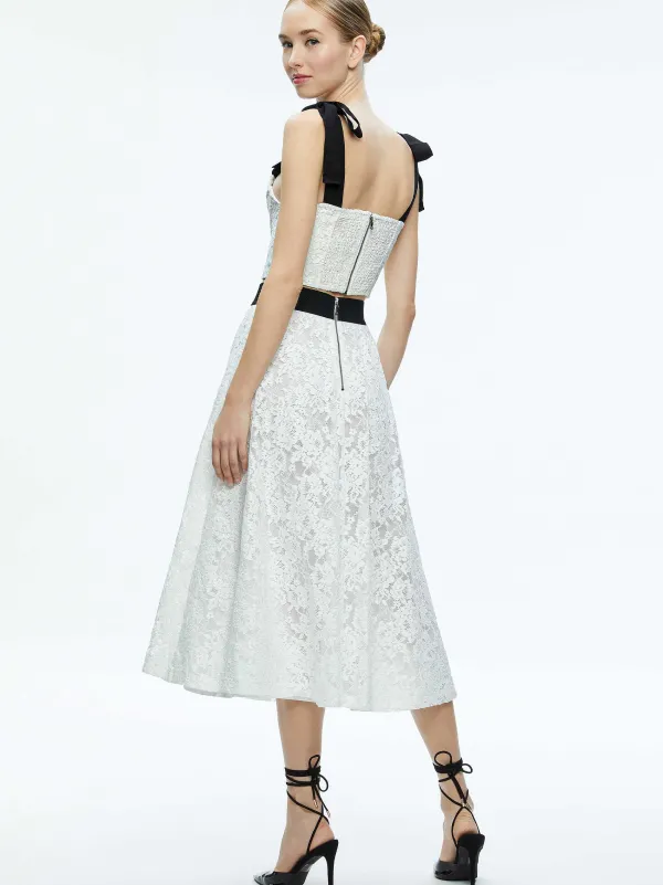 Women Alice and Olivia Earla Lace Midi Skirt