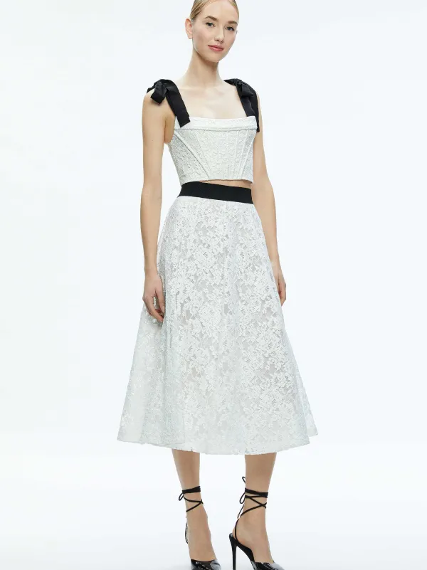 Women Alice and Olivia Earla Lace Midi Skirt