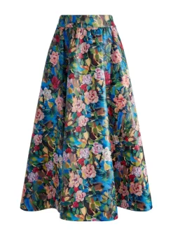 Women Alice and Olivia Earla Vegan Leather Flare Skirt + Ilan Smocked Sleeve Button Front Blouse
