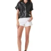 Women Alice and Olivia Edyth Vegan Leather Button Down