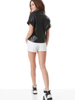 Women Alice and Olivia Edyth Vegan Leather Button Down