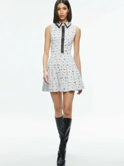 Women Alice and Olivia Ellis Tweed Box Pleat Dress