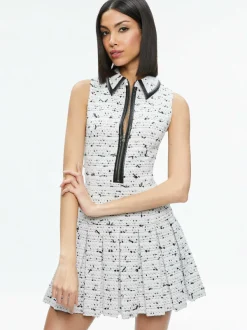 Women Alice and Olivia Ellis Tweed Box Pleat Dress