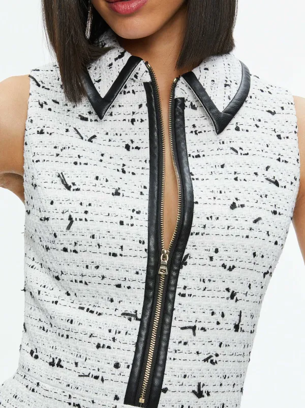 Women Alice and Olivia Ellis Tweed Box Pleat Dress