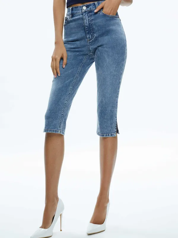 Women Alice and Olivia Emmie Mid Rise Clam Digger Jean