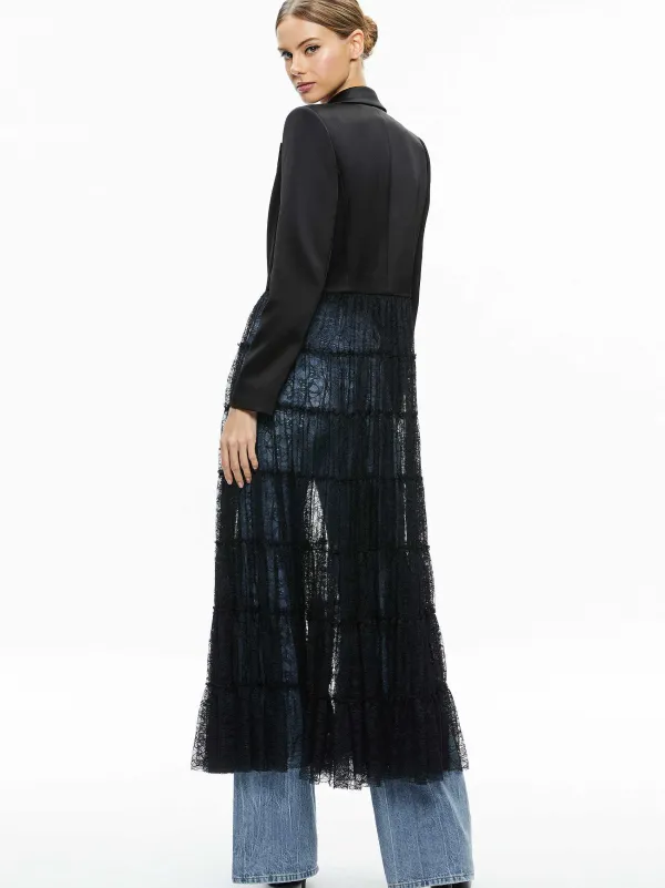 Women Alice and Olivia Everly Drama Lace Maxi Blazer