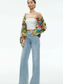 Women Alice and Olivia Fawn Butterfly Crochet Cardigan