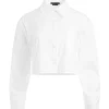 Women Alice and Olivia Finely Cropped Oversized Button Down Shirt