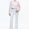 Women Alice and Olivia Finely Cropped Oversized Button Down Shirt