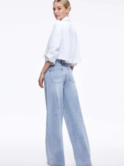 Women Alice and Olivia Finely Cropped Oversized Button Down Shirt